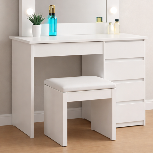 Kolekcja toaletek AGA – biały, wyściełany stołek do makijażu